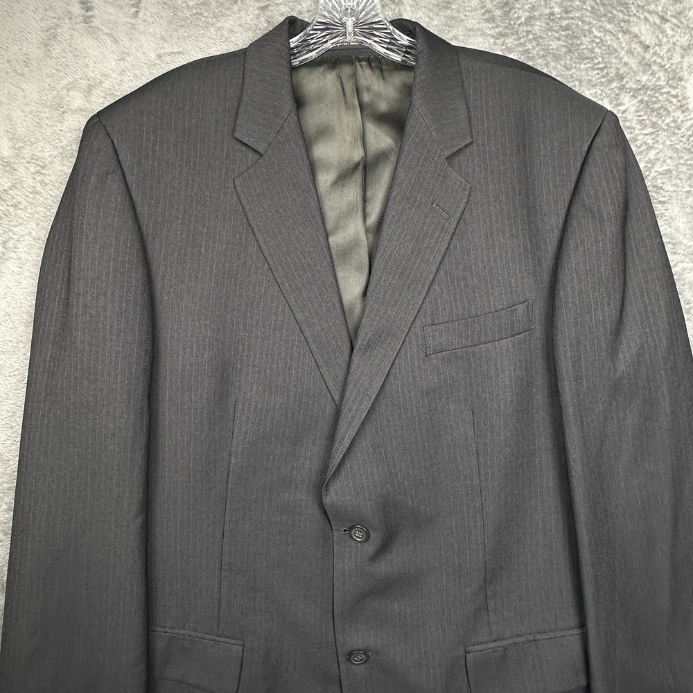 Botany 500 Blazer Jacket Men's 44R Charcoal Pinstripe Blazer Woolmark Canada EUC